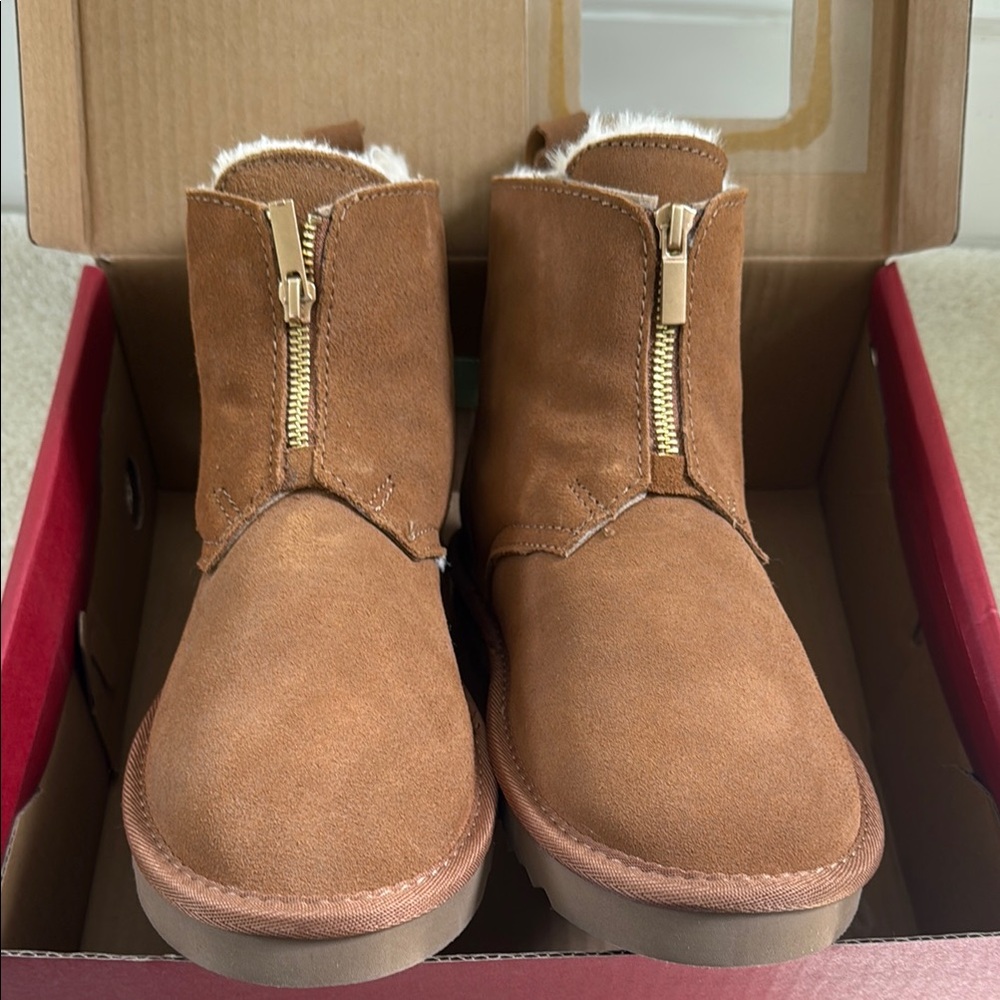 New w/Box Brown Size 9 Suede Ankle Boots with Zipper